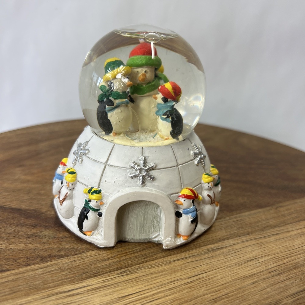 Vintage Debra Jordan Bryan Penguins And Igloo Snow Globe 3.5"x4". 2004.